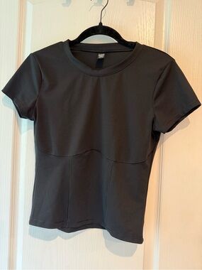 Victoria's Secret Black Short Sleeve Seam-Panel Tee